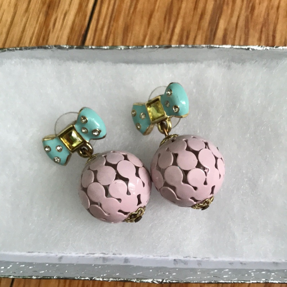 Pink and Mint Bow Earrings